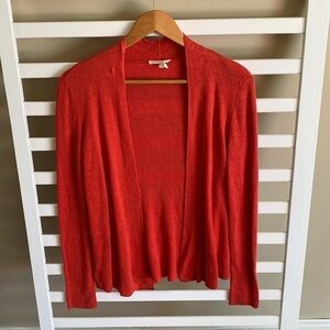 Eileen Fisher 100% Linen Bright Red Cardigan Size XS